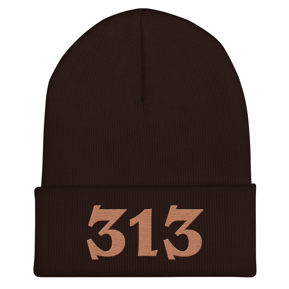 Detroit '313' Cuffed Beanie (Angry Font) | Copper