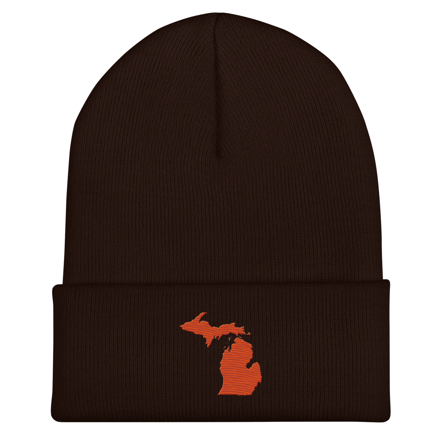 Michigan Cuffed Beanie | Maple Leaf Orange Outline