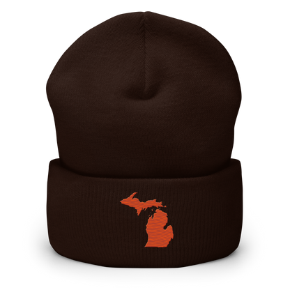 Michigan Cuffed Beanie | Maple Leaf Orange Outline