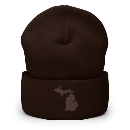 Michigan Cuffed Beanie | Hickory Brown Outline