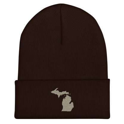 Michigan Cuffed Beanie | Petoskey Beige Outline