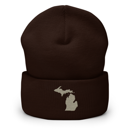 Michigan Cuffed Beanie | Petoskey Beige Outline