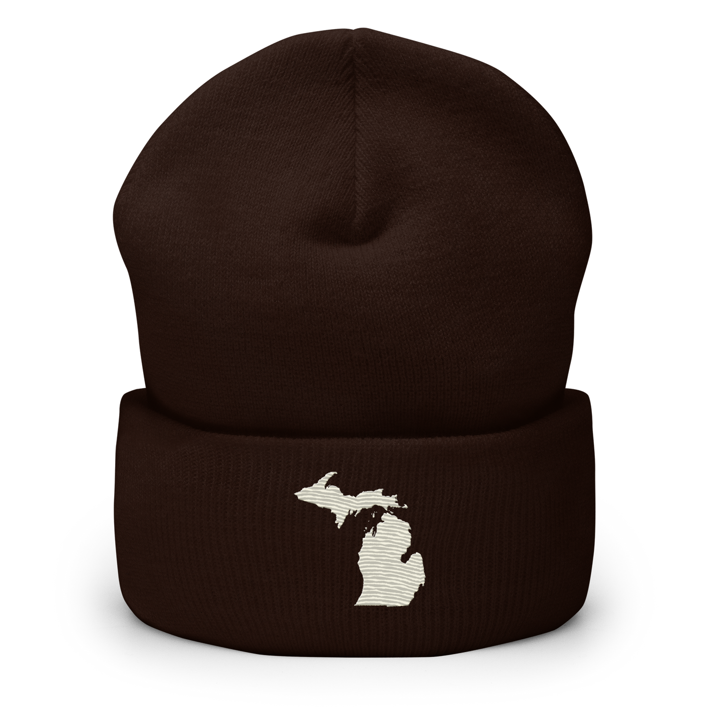 Michigan Cuffed Beanie | Ivory White Outline