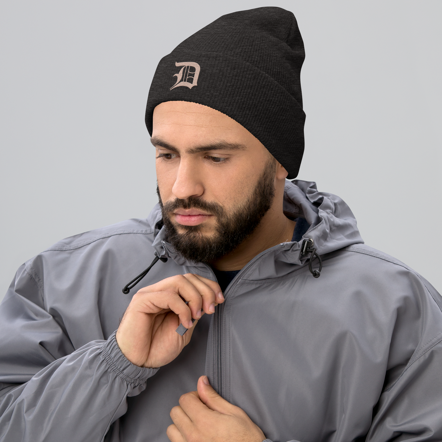 Detroit 'Old English D' Cuffed Beanie (Rose Gold)