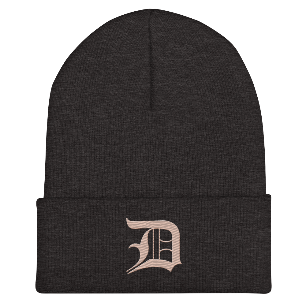 Detroit 'Old English D' Cuffed Beanie (Rose Gold)