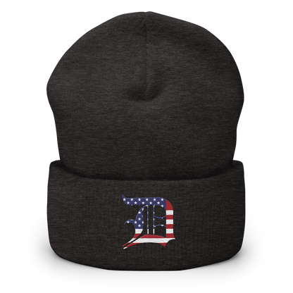 Detroit 'Old English D' Cuffed Beanie (Patriotic Edition)