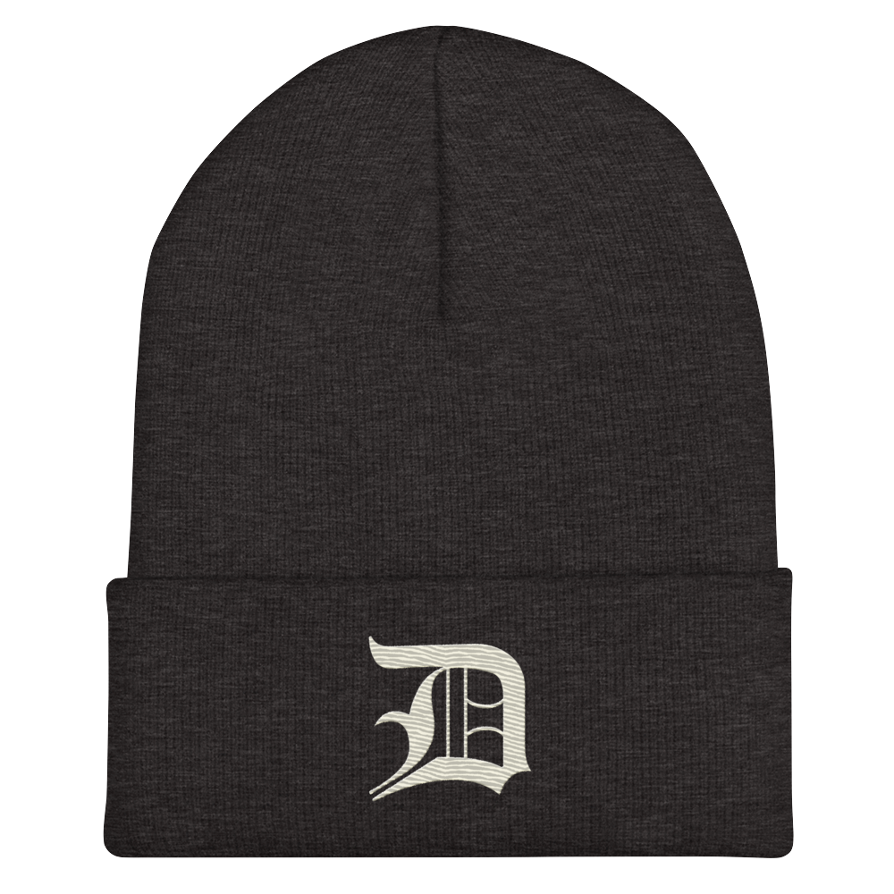 Detroit 'Old English D' Cuffed Beanie (Ivory White)