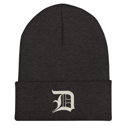 Detroit 'Old English D' Cuffed Beanie (Ivory White)