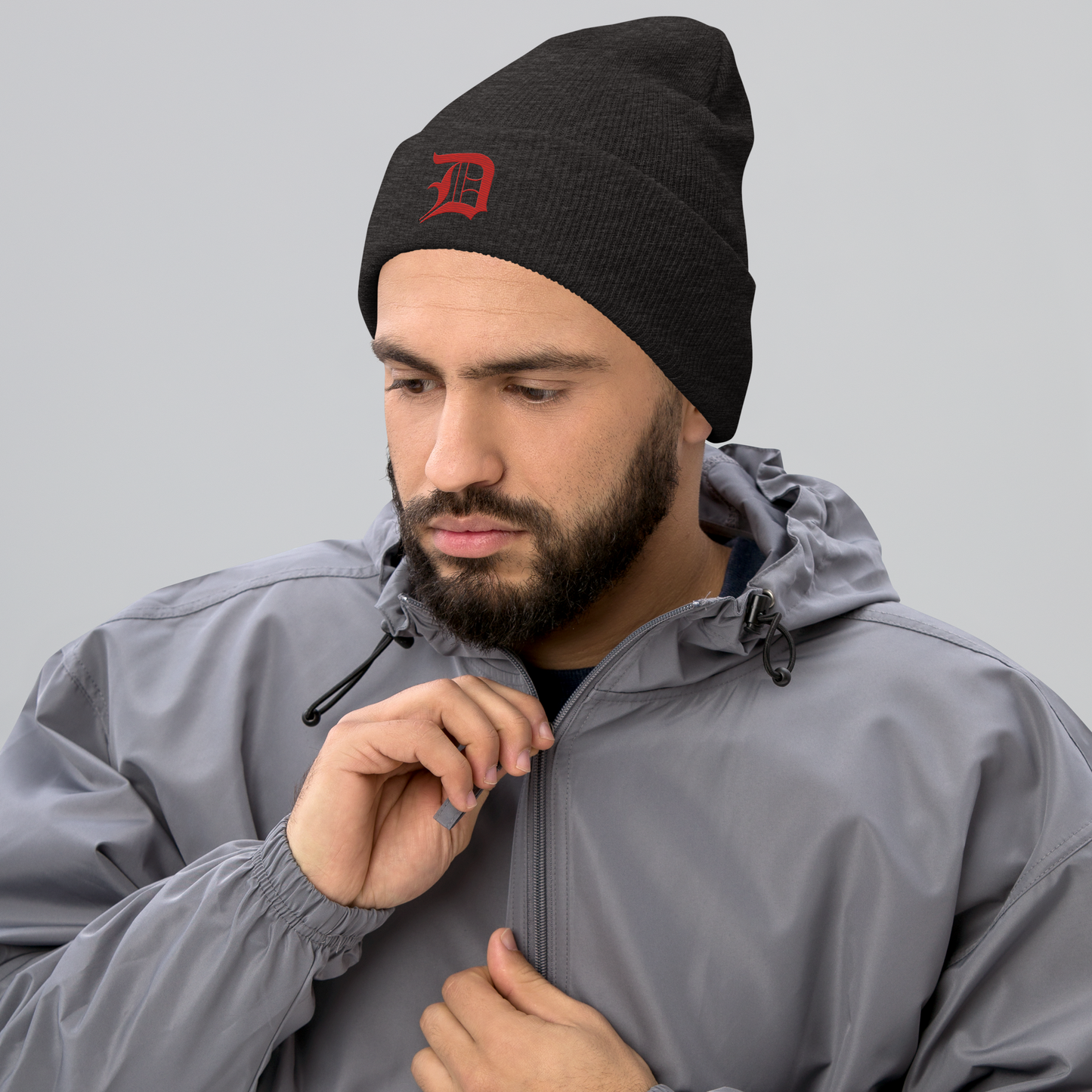 Detroit 'Old English D' Cuffed Beanie (Aliform Red)