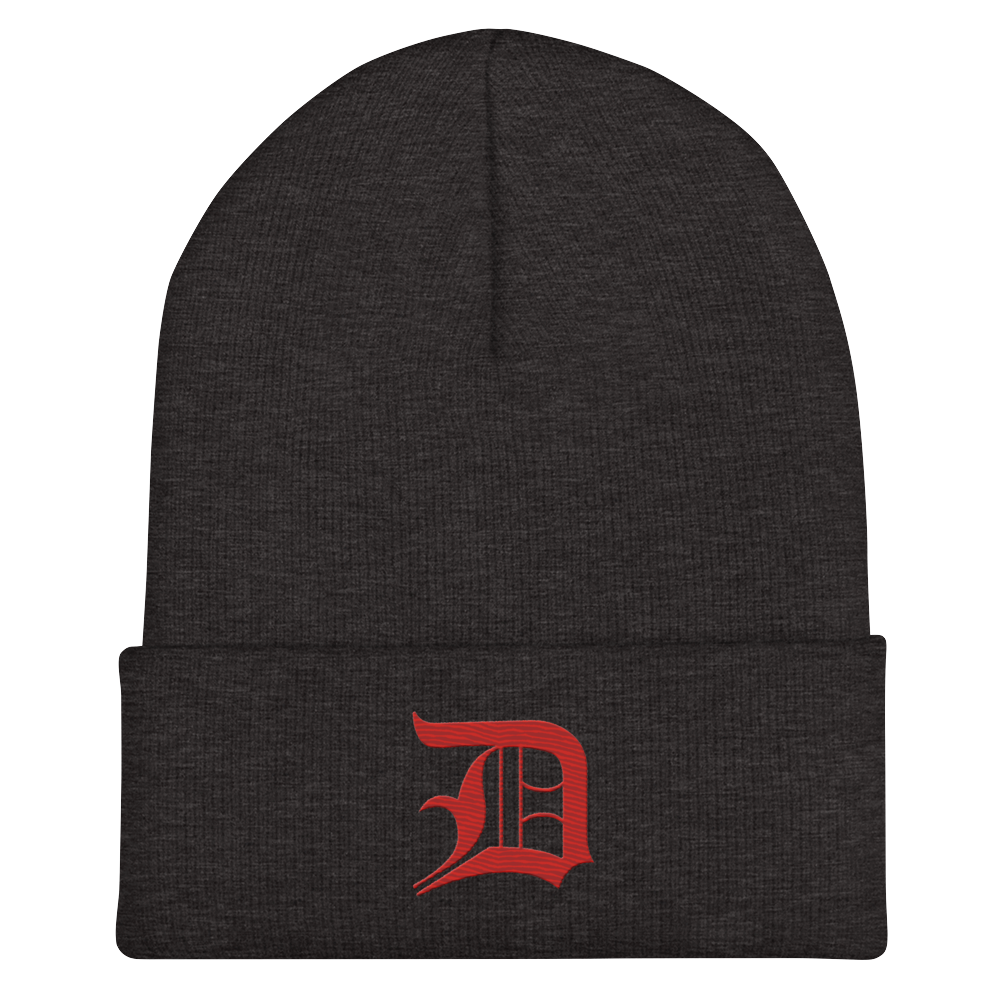 Detroit 'Old English D' Cuffed Beanie (Aliform Red)