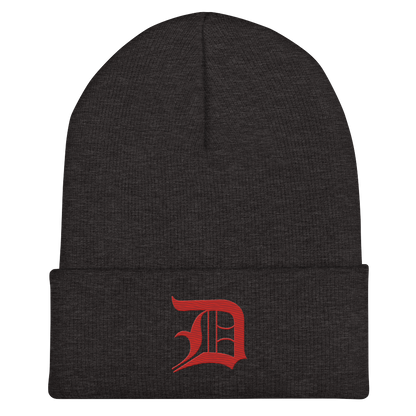 Detroit 'Old English D' Cuffed Beanie (Aliform Red)