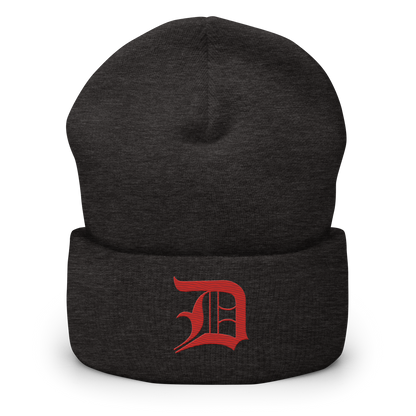 Detroit 'Old English D' Cuffed Beanie (Aliform Red)