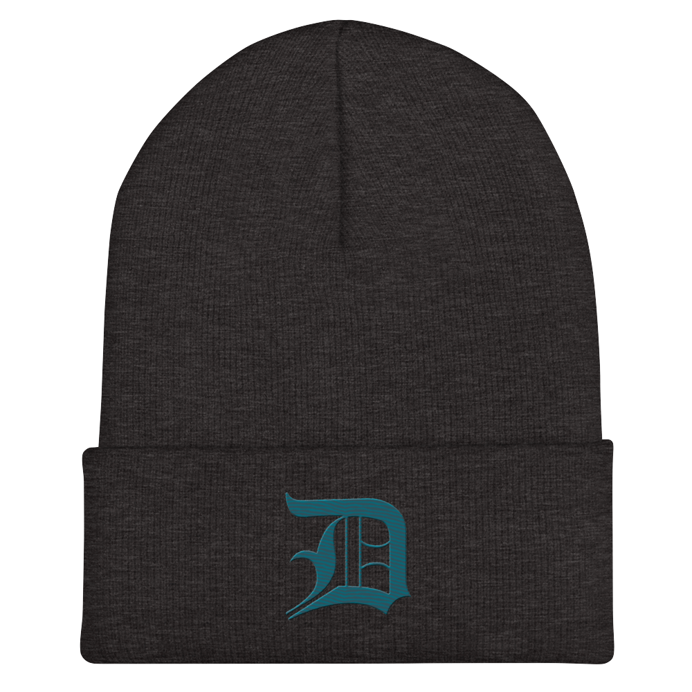 Detroit 'Old English D' Cuffed Beanie (Auburn HIlls Teal)