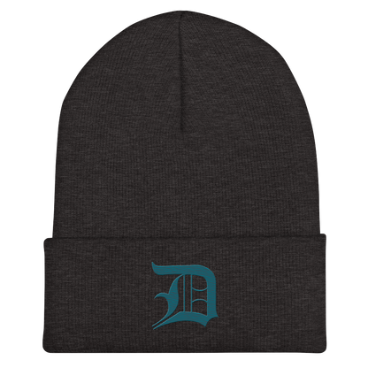 Detroit 'Old English D' Cuffed Beanie (Auburn HIlls Teal)