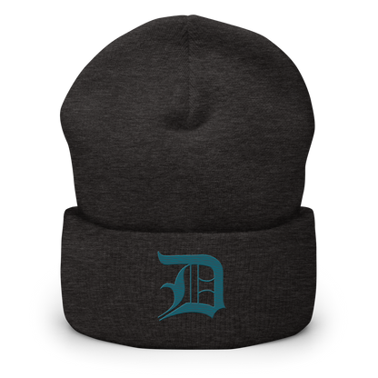 Detroit 'Old English D' Cuffed Beanie (Auburn HIlls Teal)