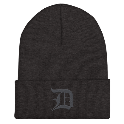 Detroit 'Old English D' Cuffed Beanie (Iron Ore Grey)