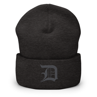 Detroit 'Old English D' Cuffed Beanie (Iron Ore Grey)