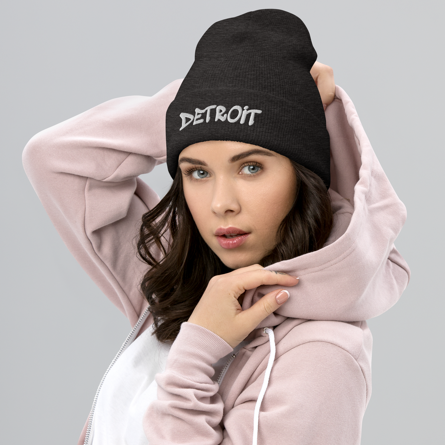 'Detroit' Cuffed Beanie (Tag Font)