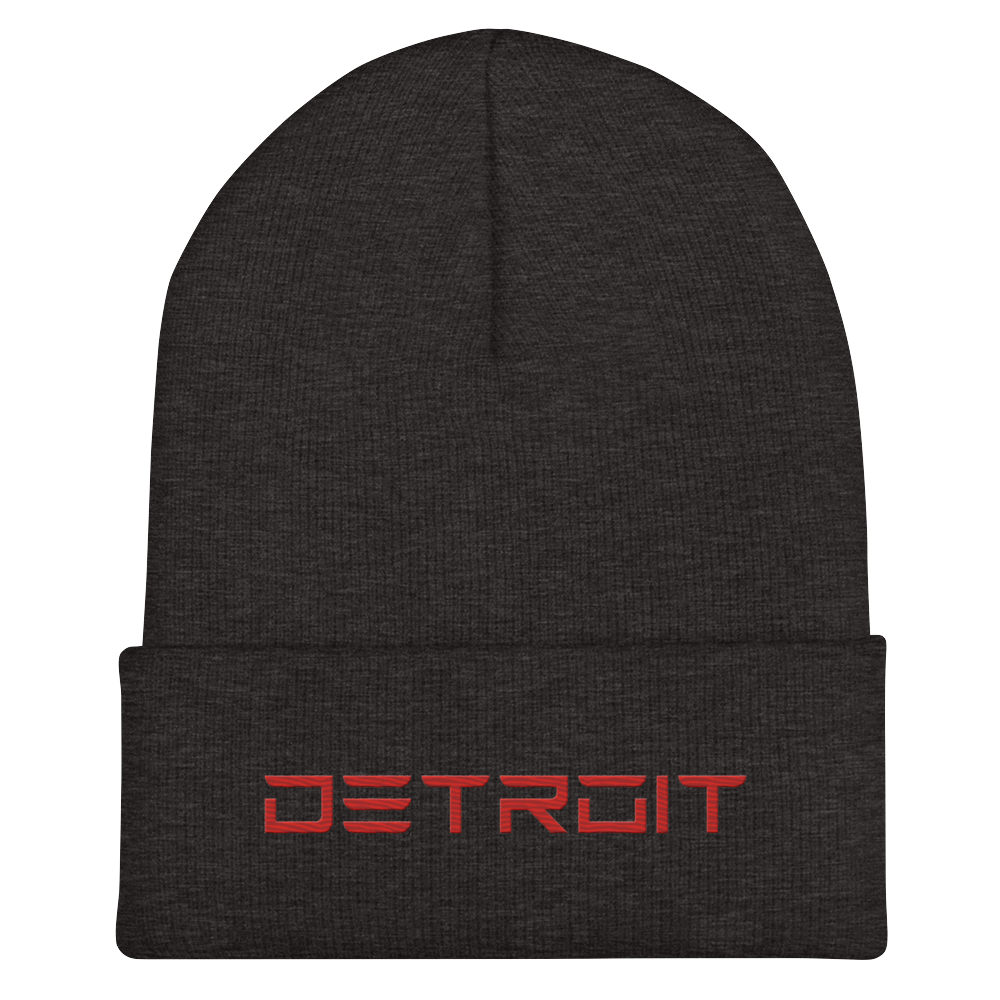 'Detroit' Cuffed Beanie (Electric Font) | Red