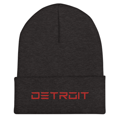 'Detroit' Cuffed Beanie (Electric Font) | Red