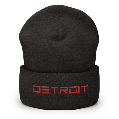 'Detroit' Cuffed Beanie (Electric Font) | Red