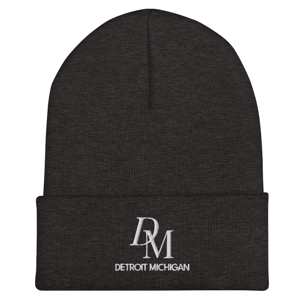 'DM Detroit Michigan' Cuffed Beanie (Luxury Goods Parody)