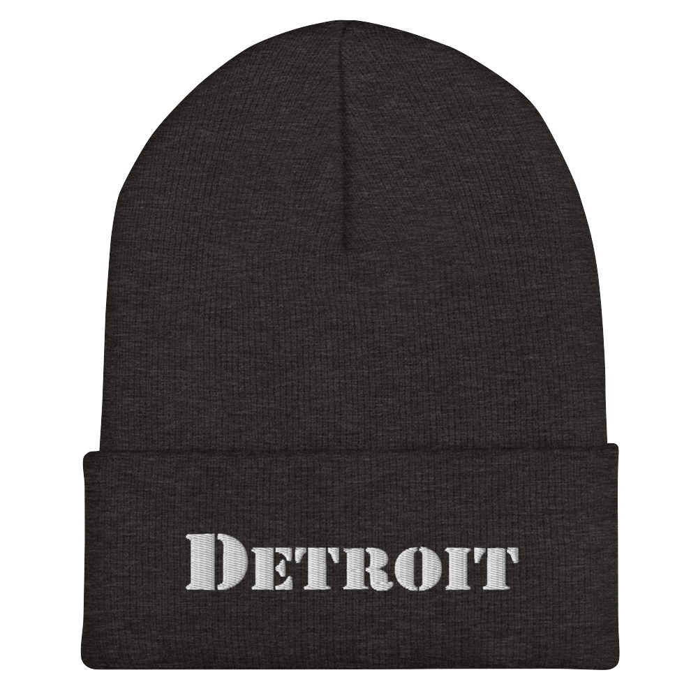 'Detroit' Cuffed Beanie (Army Font)