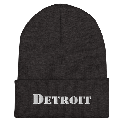 'Detroit' Cuffed Beanie (Army Font)