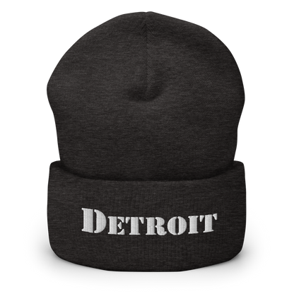 'Detroit' Cuffed Beanie (Army Font)