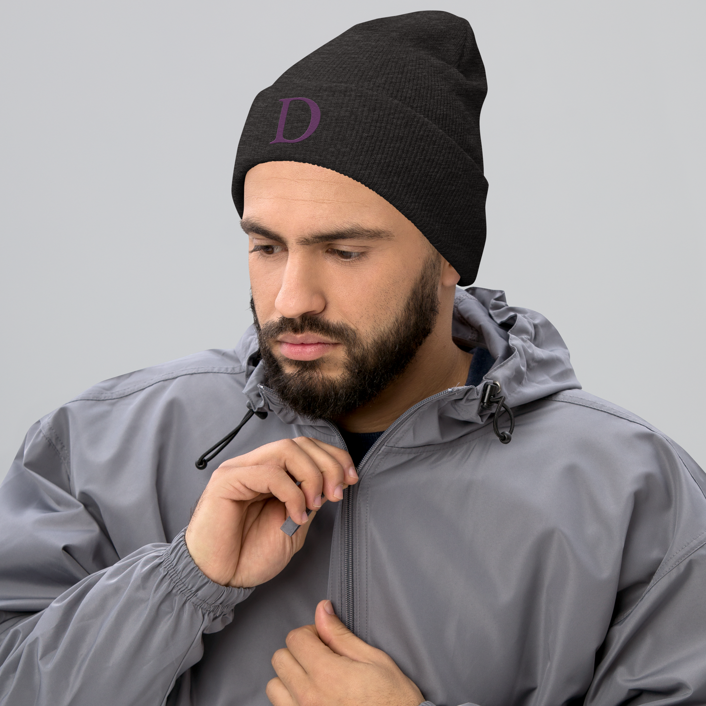 Detroit 'Old French D' Cuffed Beanie (Plum)