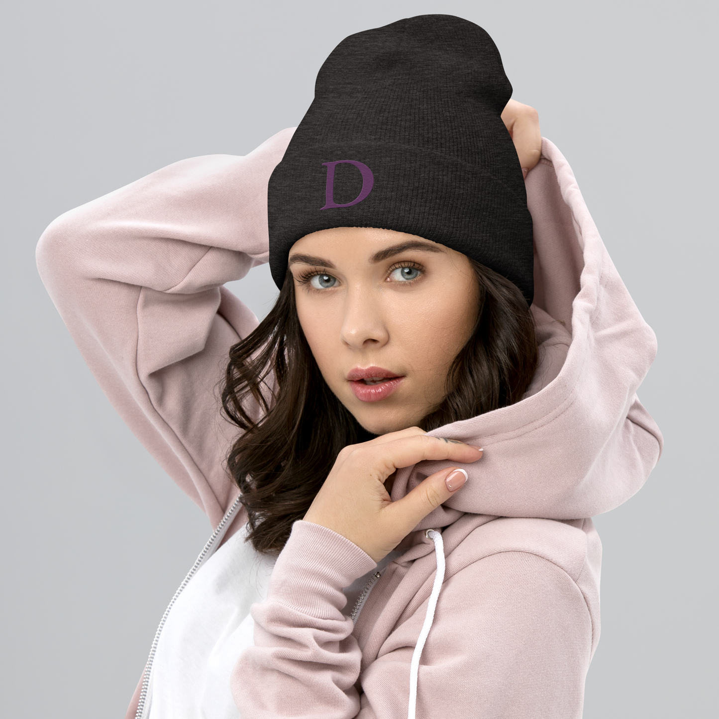 Detroit 'Old French D' Cuffed Beanie (Plum)