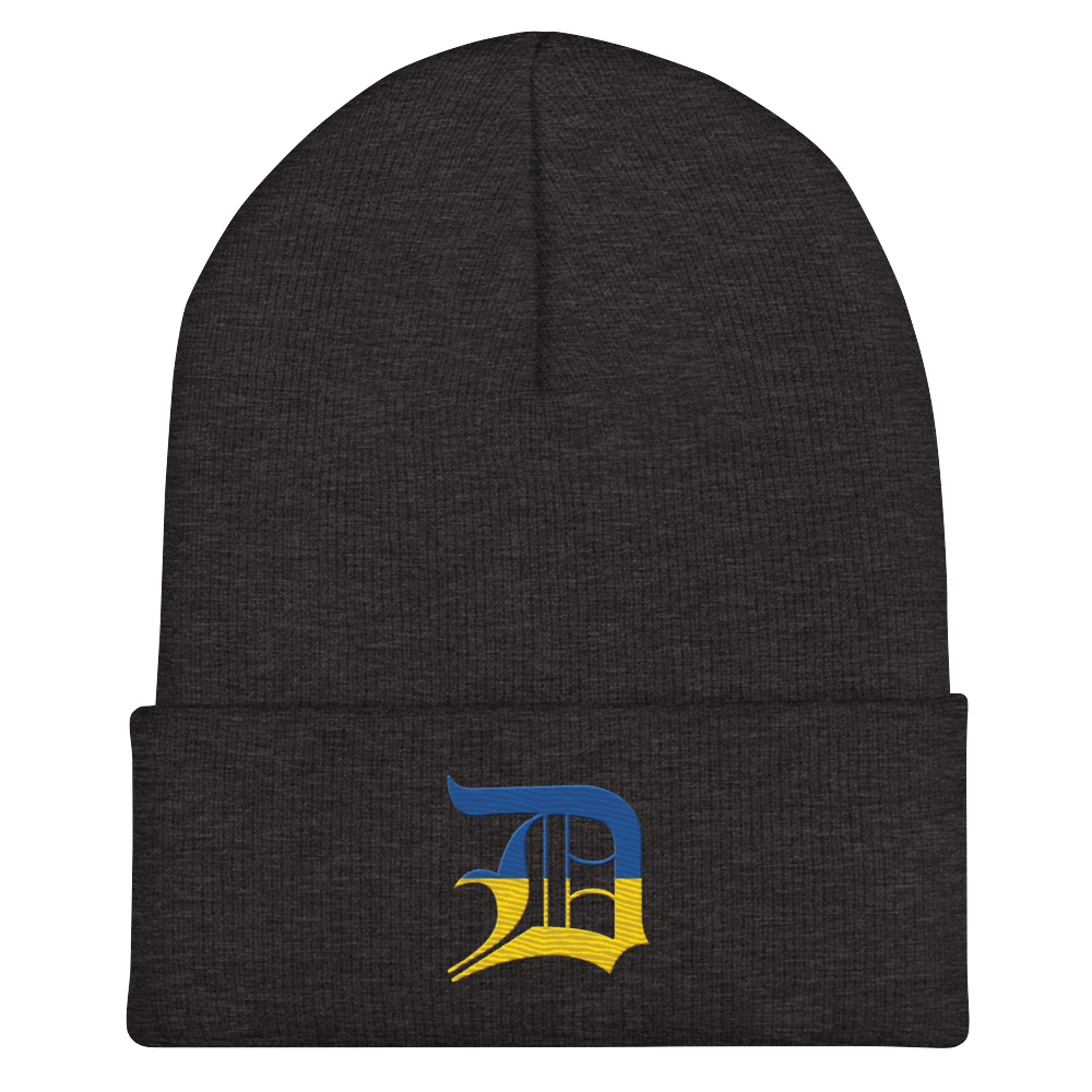 Detroit 'Old English D' Cuffed Beanie (Ukraine Edition)