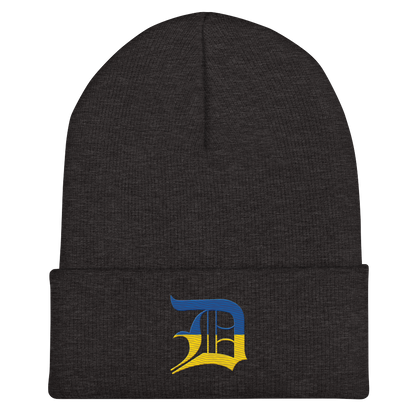 Detroit 'Old English D' Cuffed Beanie (Ukraine Edition)