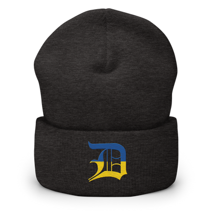 Detroit 'Old English D' Cuffed Beanie (Ukraine Edition)