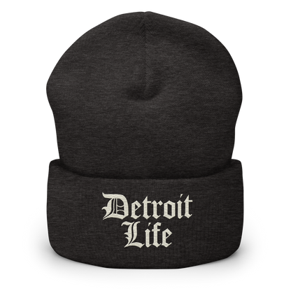 'Detroit Life' Cuffed Beanie | Ivory White