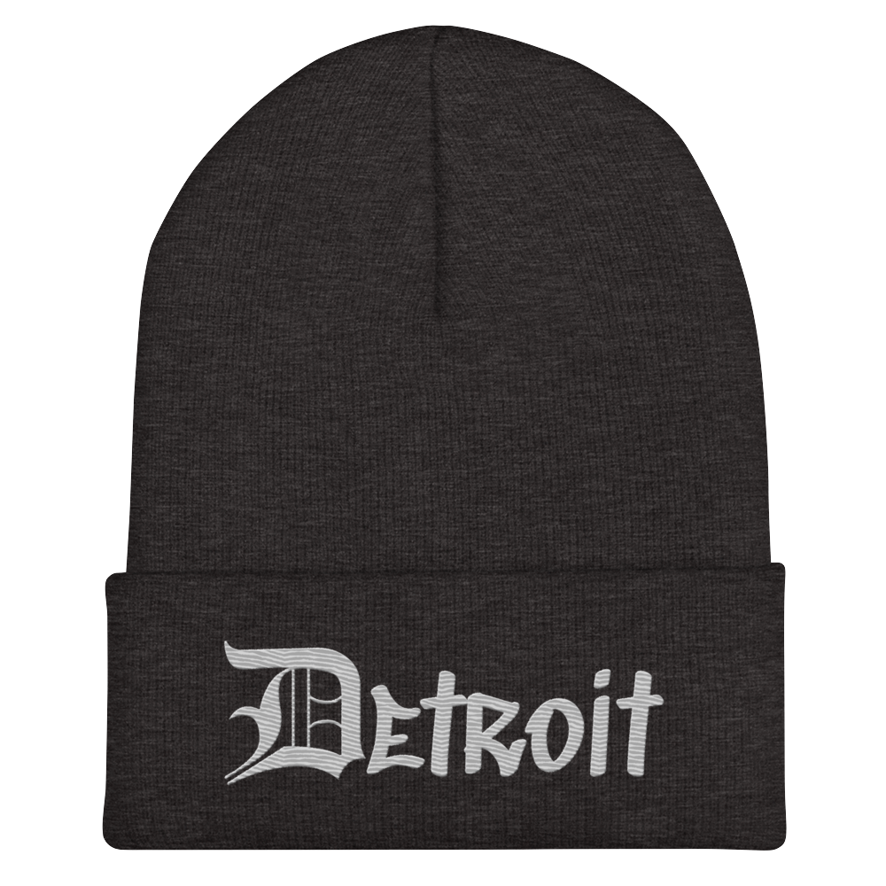 'Detroit' Cuffed Beanie (OED Tag Font) | Platinum