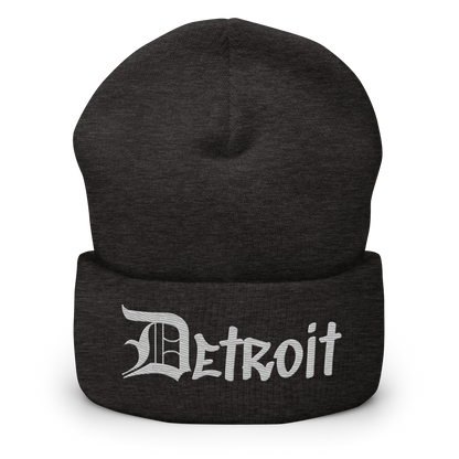 'Detroit' Cuffed Beanie (OED Tag Font) | Platinum