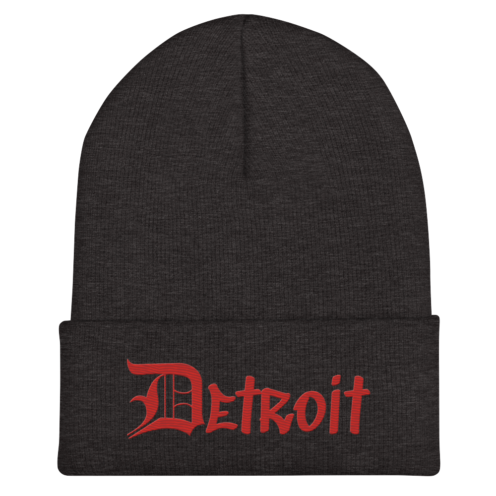 'Detroit' Cuffed Beanie (OED Tag Font) | Aliform Red