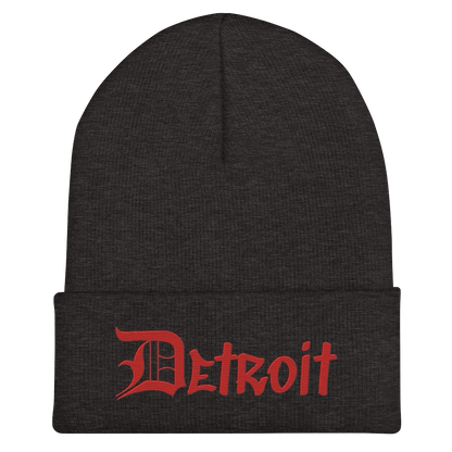 'Detroit' Cuffed Beanie (OED Tag Font) | Aliform Red