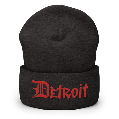 'Detroit' Cuffed Beanie (OED Tag Font) | Aliform Red