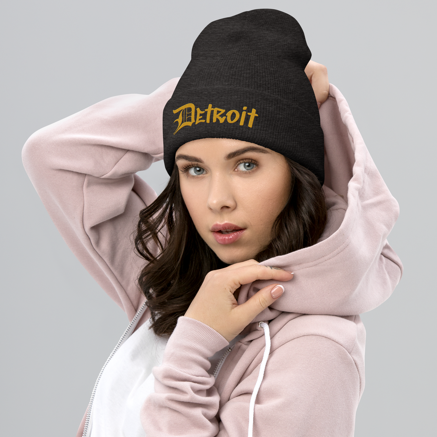 'Detroit' Cuffed Beanie (OED Tag Font) | Gold