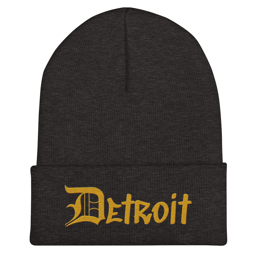 'Detroit' Cuffed Beanie (OED Tag Font) | Gold