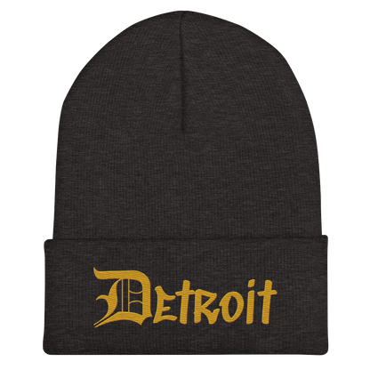 'Detroit' Cuffed Beanie (OED Tag Font) | Gold