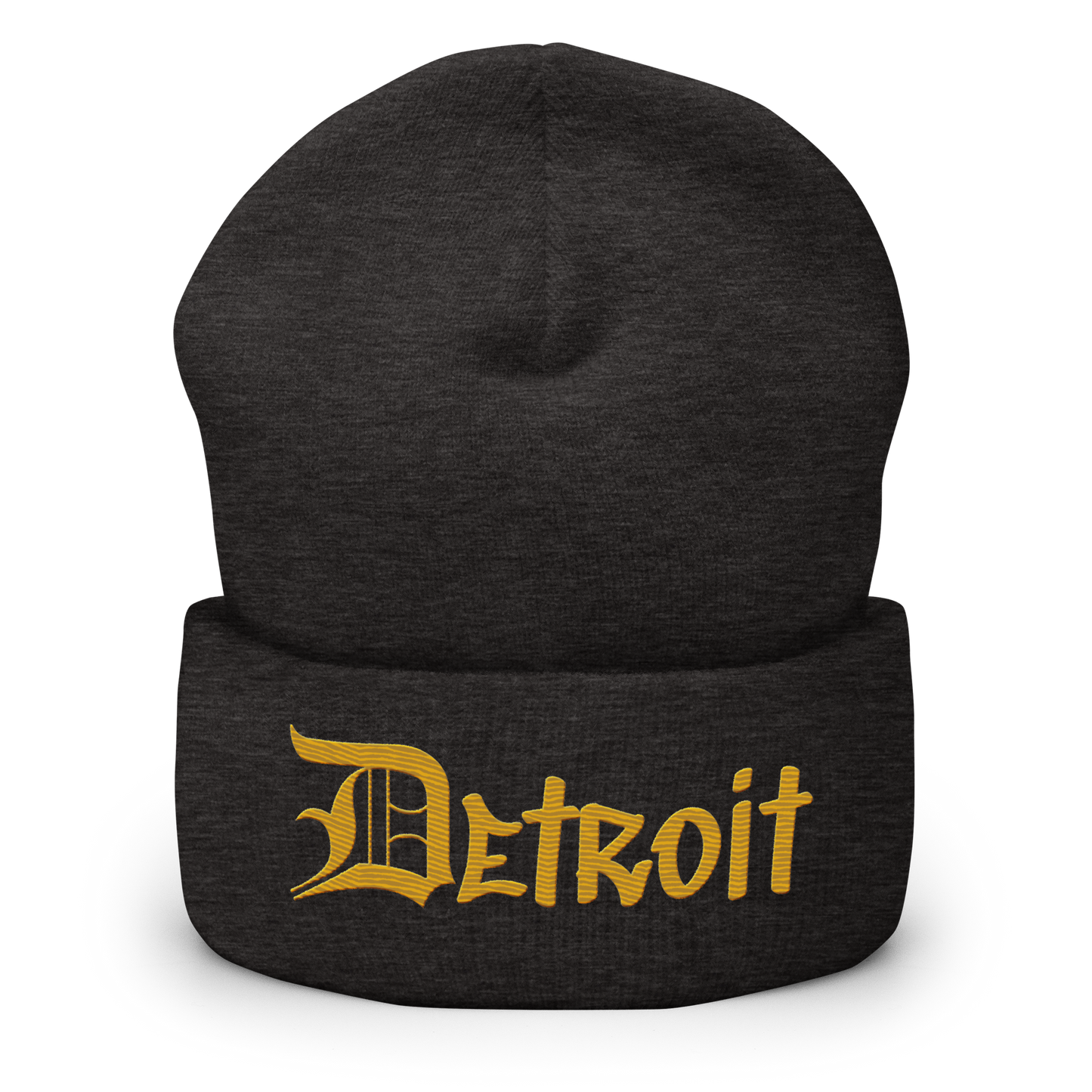 'Detroit' Cuffed Beanie (OED Tag Font) | Gold