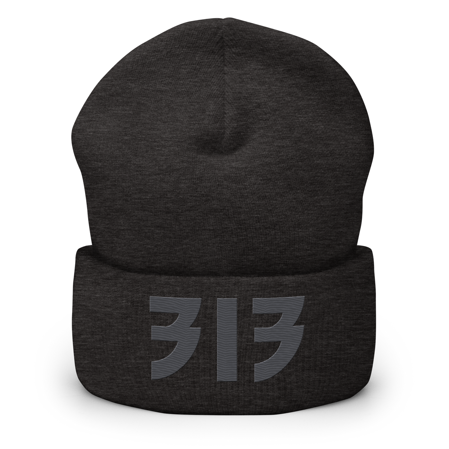 Detroit '313' Cuffed Beanie (Glam Font) | Iron Ore Grey