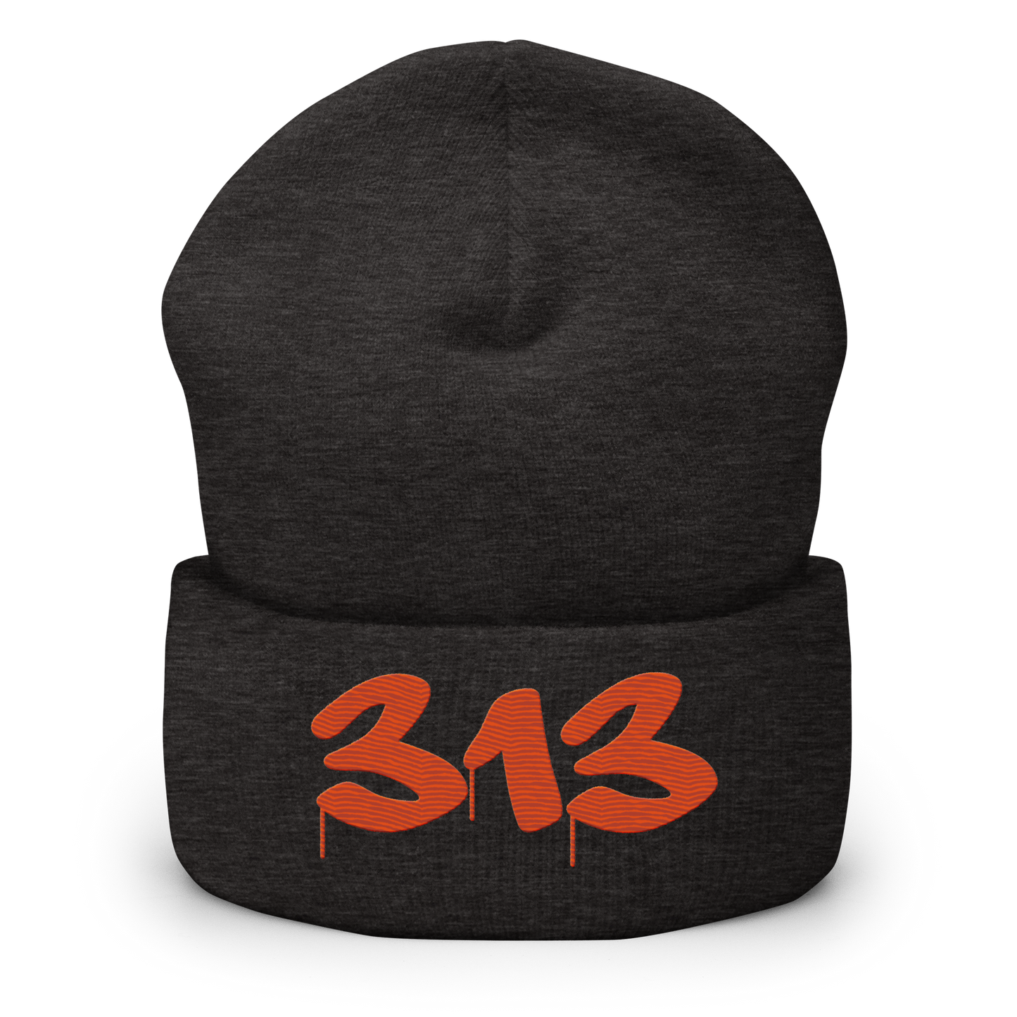 Detroit '313' Cuffed Beanie (Tag Font) | Orange