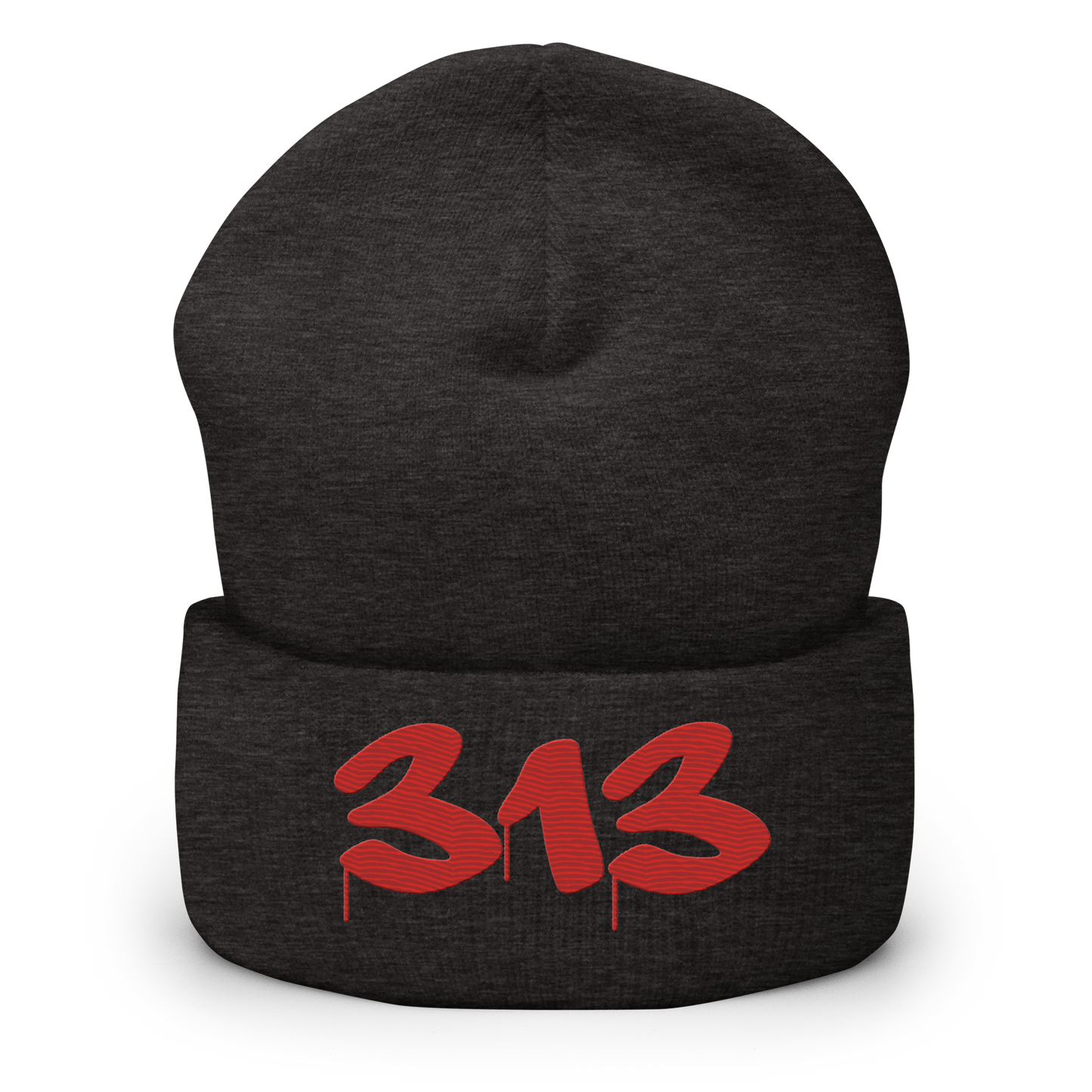 Detroit '313' Cuffed Beanie (Tag Font) | Aliform Red