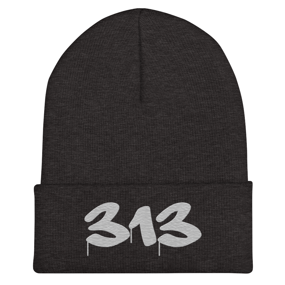 Detroit '313' Cuffed Beanie (Tag Font) | Platinum