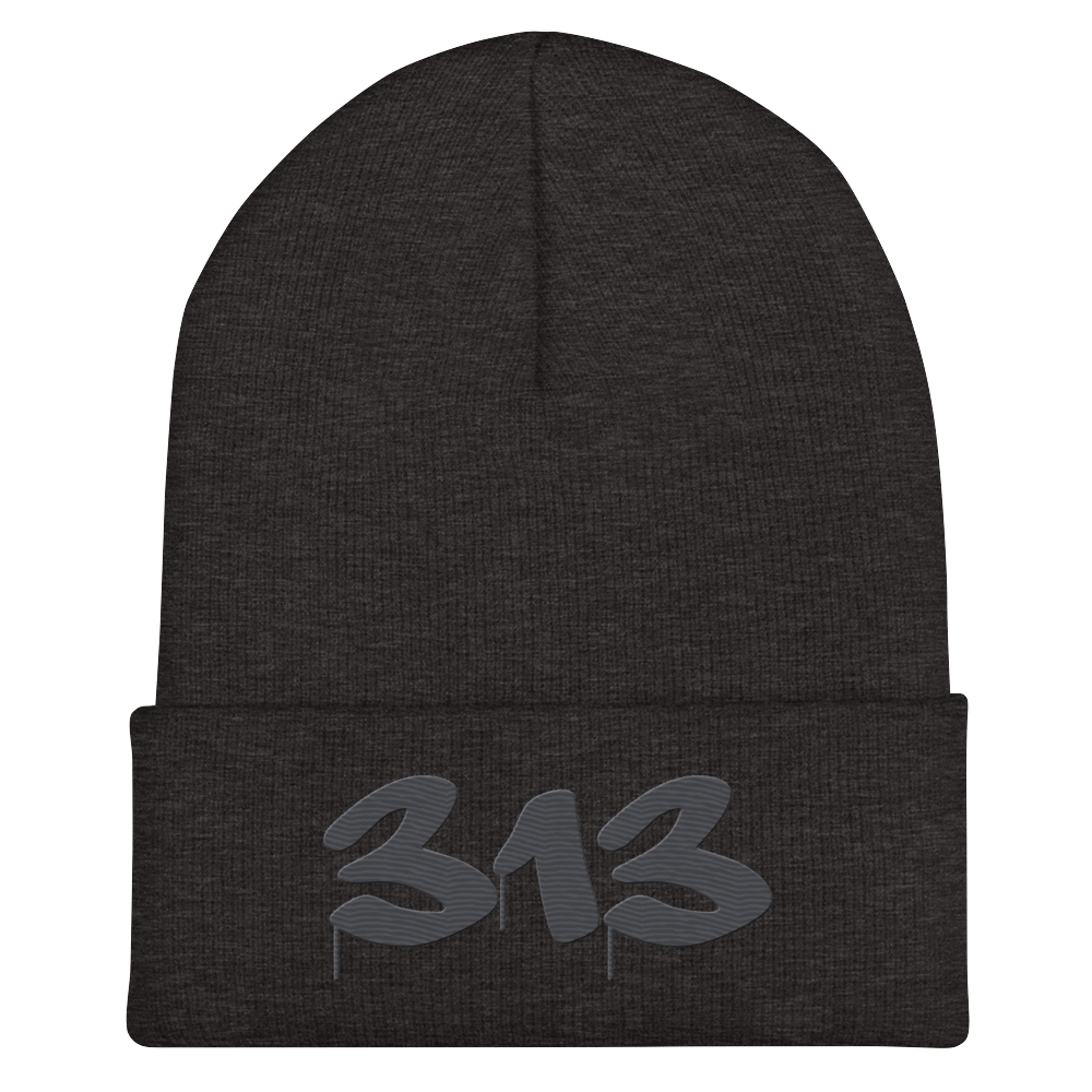 Detroit '313' Cuffed Beanie (Tag Font) | Iron Ore Grey