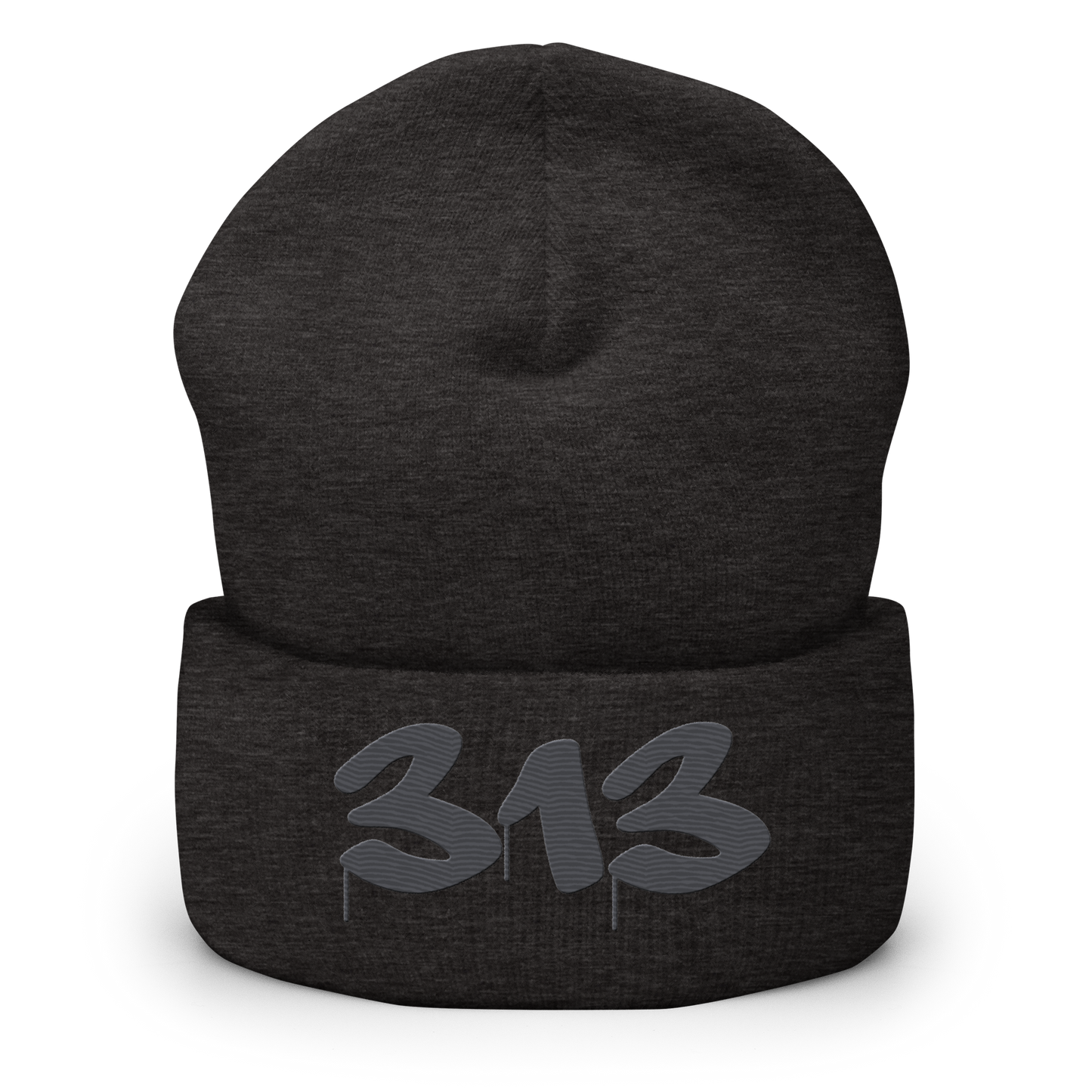 Detroit '313' Cuffed Beanie (Tag Font) | Iron Ore Grey